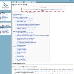 Quick start - The Open Source Backup Wiki (Amanda, MySQL Backup)