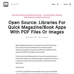 Open Source: Libraries For Quick Magazine/Book Apps With PDF Files Or Images
