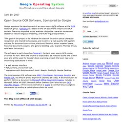 Open-Source OCR Software, Sponsored by Google