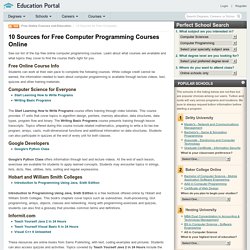10 Sources for Free Computer Programming Courses Online