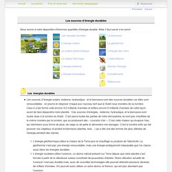 Les sources d’énergie durables