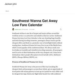 Southwest Wanna Get Away Low Fare Calendar