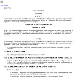 Space Preservation Act of 2001