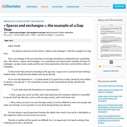 « Spaces and exchanges », the example of a Gap Year. - Fiche - rorote