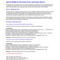 Spark MLlib for Decision Trees and Naive Bayes