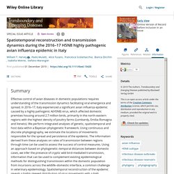 TRANSBOUNDARY AND EMERGING DISEASES 01/12/19 Spatiotemporal reconstruction and transmission dynamics during the 2016–17 H5N8 highly pathogenic avian influenza epidemic in Italy