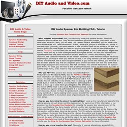 DIY Audio Speaker Box Building FAQ - Tutorial