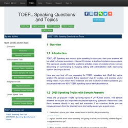 2020 TOEFL Speaking Questions and Topics