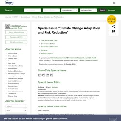 Special Issue : Climate Change Adaptation and Risk Reduction