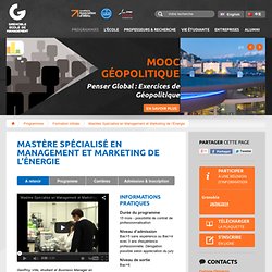 Master spécialisé Energie, MS Management et Marketing de l’Énergie - ESC Grenoble