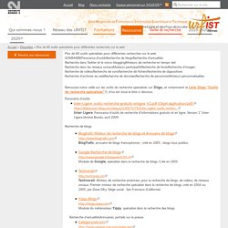 Outils spécialisés pour différentes recherches sur le web