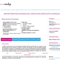 Master mention Sciences de l’éducation spécialité Sciences du jeu - Université Paris 13