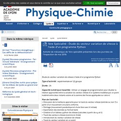 1ère Spécialité : Étude du vecteur variation de vitesse à l’aide d’un programme Python - [Physique et Chimie - académie de Lyon]