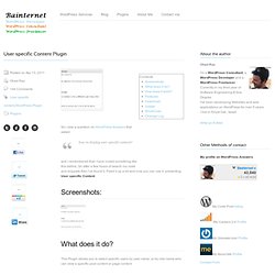 User specific Content Plugin « « Bainternet Bainternet