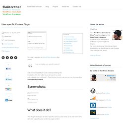 User specific Content Plugin « « Bainternet Bainternet