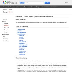 General Transit Feed Specification Reference - Transit