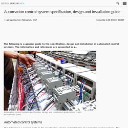 Automation control system specification, design and installation guide