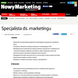 Specjalista ds. marketingu – oferta pracy Zabierzów (k. Krakowa) – NowyMarketing