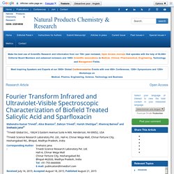 Fourier Transform Infrared and Ultraviolet-Visible Spectroscopic Characterization of Biofield Treated Salicylic Acid and Sparfloxacin