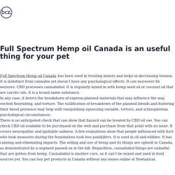 Full Spectrum Hemp oil Canada is an useful thing for your pet – Freelancer / Agency