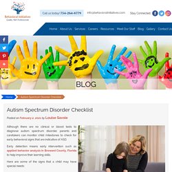 Autism Spectrum Disorder Checklist