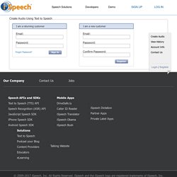 Text to Speech (TTS) : Speech Recognition (ASR) : API SDK Online
