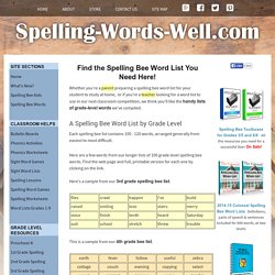 A Spelling Bee Word List for Grades 3-8