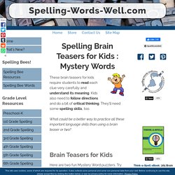 Spelling Brain Teasers for Kids