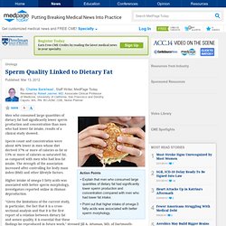 %20Sperm Quality Linked to Dietary Fat - in Urology, General Urology from MedPage Today