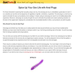 Spice Up Your Sex Life with Anal Plugs