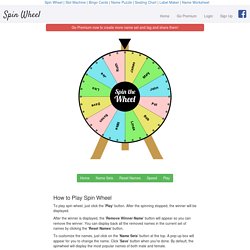 Spin Wheel - Random Name Picker