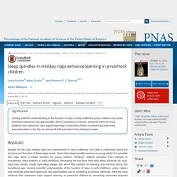 Sleep spindles in midday naps enhance learning in preschool children