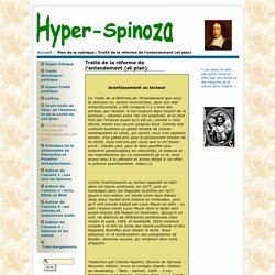 Hyper-Spinoza - Traité de la réforme de l’entendement (et plan)