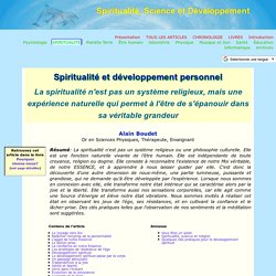 La spiritualité, une expérience d'épanouissement personnel