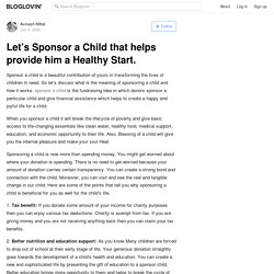 Let’s Sponsor a Child that helps provide him a Healthy Start.