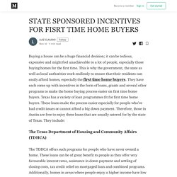 STATE SPONSORED INCENTIVES FOR FISRT TIME HOME BUYERS