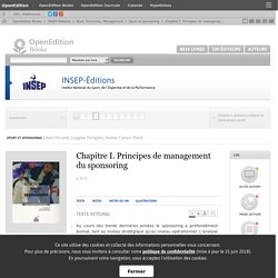 Sport et sponsoring - Chapitre I. Principes de management du sponsoring - INSEP-Éditions