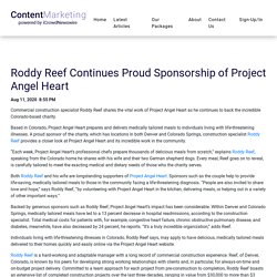 Roddy Reef Continues Proud Sponsorship of Project Angel Heart - iCrowdMarketing