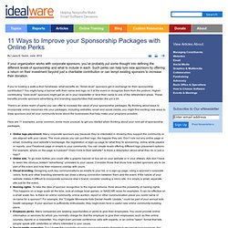11 Ways to Improve your Sponsorship Packages with Online Perks