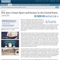 Not Just a Game: Sport and Society in the United States