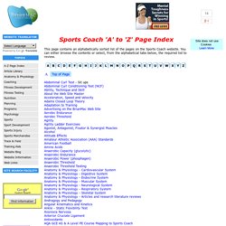 Sports Coach Site Map - A to Z Page Index