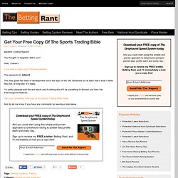 Get Your Free Copy Of The Sports Trading Bible