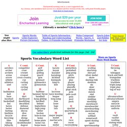 Sports Vocabulary Word List