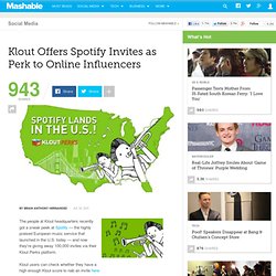 Klout Offers Spotify Invites as Perk to Online Influencers