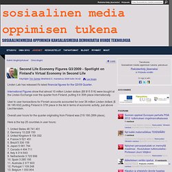 Second Life Economy Figures Q3/2009 - Spotlight on Finland's Virtual Economy in Second Life