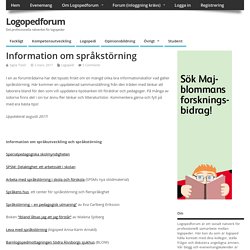 Information om språkstörning – Logopedforum
