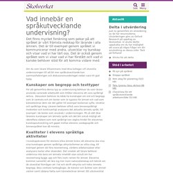 Vad innebär en språkutvecklande undervisning?