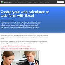 Create your web calculator or web form with Excel - SpreadsheetConverter
