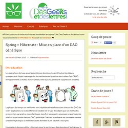 Spring + Hibernate : Mise en place d’un DAO générique