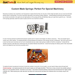Custom Made Springs: Perfect For Special Machinery
